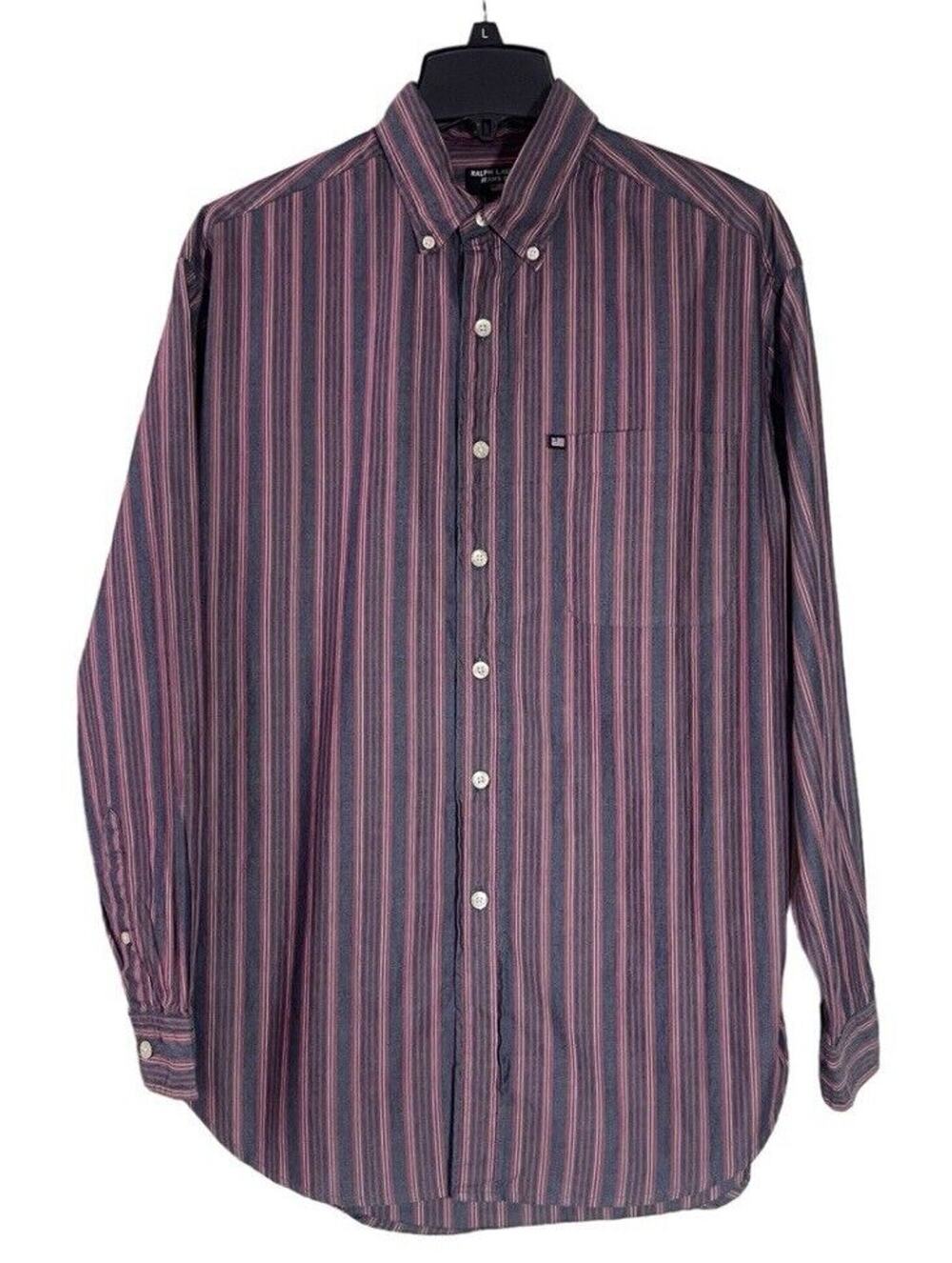 Polo Jeans‎ Company Ralph Lauren Shirt Mens Medium Red Stripes Long Sleeve